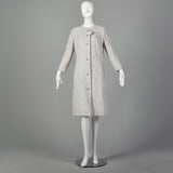 Medium 1960s Gray and White Greek Key Dress Coat