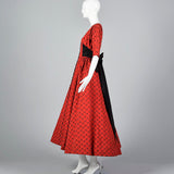 1950s Red Party Dress with Black Taffeta Bow