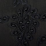 Medium 1990s Dress Black Beaded Crepe Quarter-Sleeve LBD