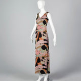 1960s Pierre Balmain Formal Maxi Dress in Psychedelic Knit