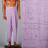 1950s Mens Hollywood Waist Pants Lavender Rayon with Gray Flecks