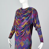 Missoni Purple Silk Jersey Dress with Draped Bodice