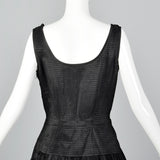 1950s Mollie Parnis Black Dress with Pleated Bodice