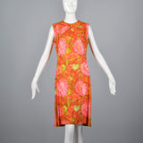 1960s Pink and Orange Floral Shift Dress