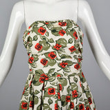 1950s Horrockses Novelty Print Strapless Dress