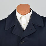 1970s Navy Overcoat with Plaid Liner