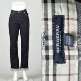 Medium Burberry Jeans Dark Wash Straight Leg Plaid Cuffs