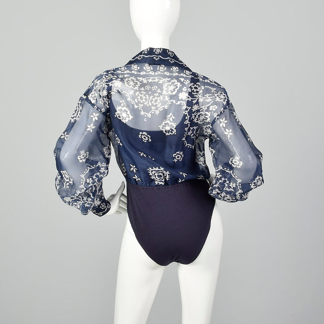 Medium 1990s Emanuel Ungaro Sheer Blouse and Attached Bodysuit
