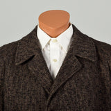 XXL 1950s Coat Brown Boucle Wool Tweed Winter Overcoat