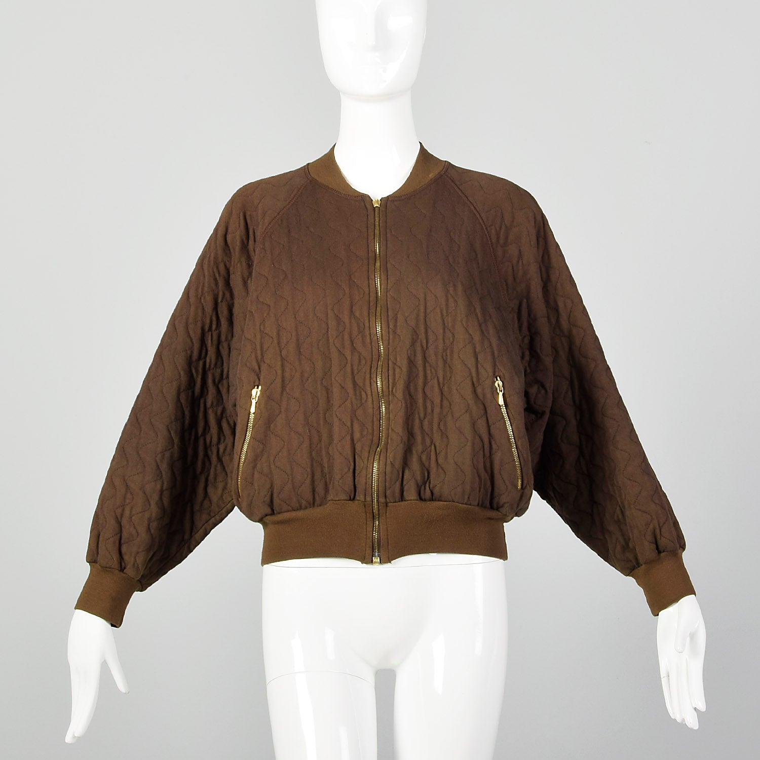 XL Sonia Rykiel 1990s Brown Quilted Bomber Jacket