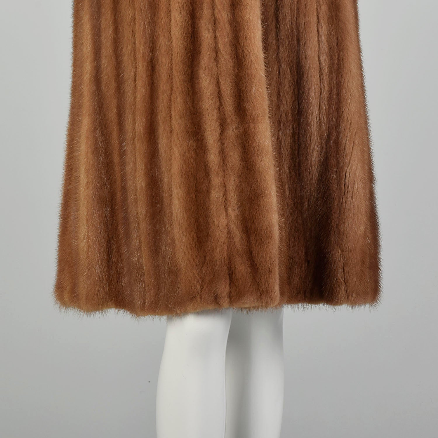 Small 1950s Real Fur Mink Swing Coat Attached Silk Scarf Mid Length