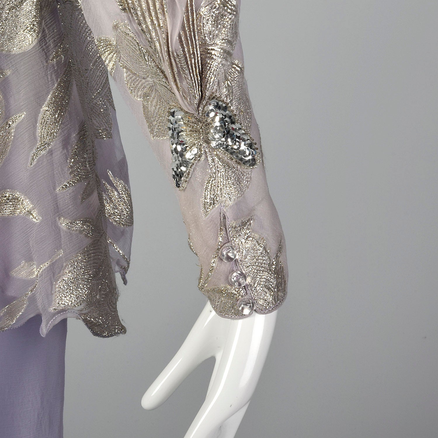 Small 1980s Metallic Lavender Two Piece Dress