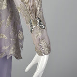 Small 1980s Metallic Lavender Two Piece Dress