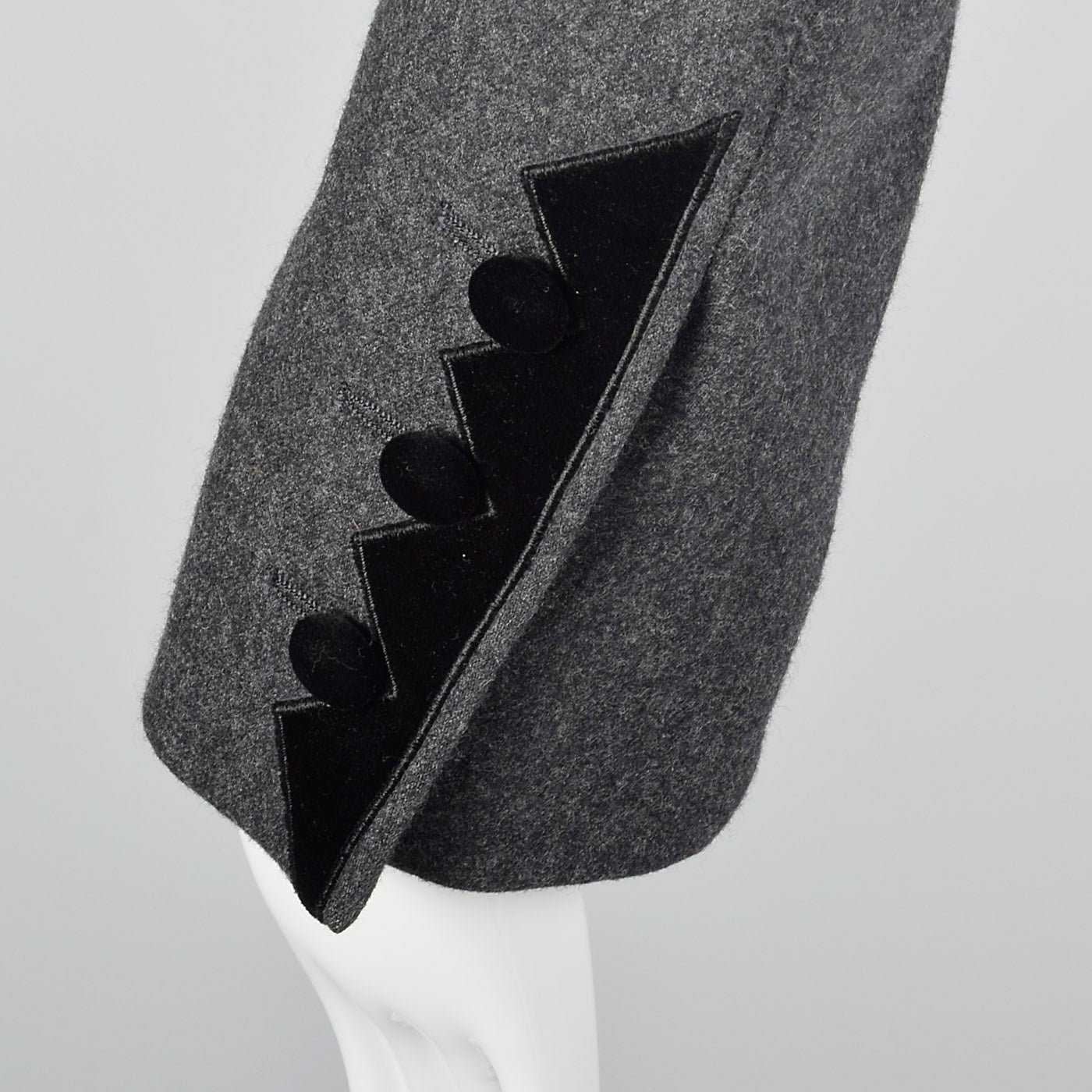 1980s Louis Feraud Gray Jacket with Geometric Velvet Appliques