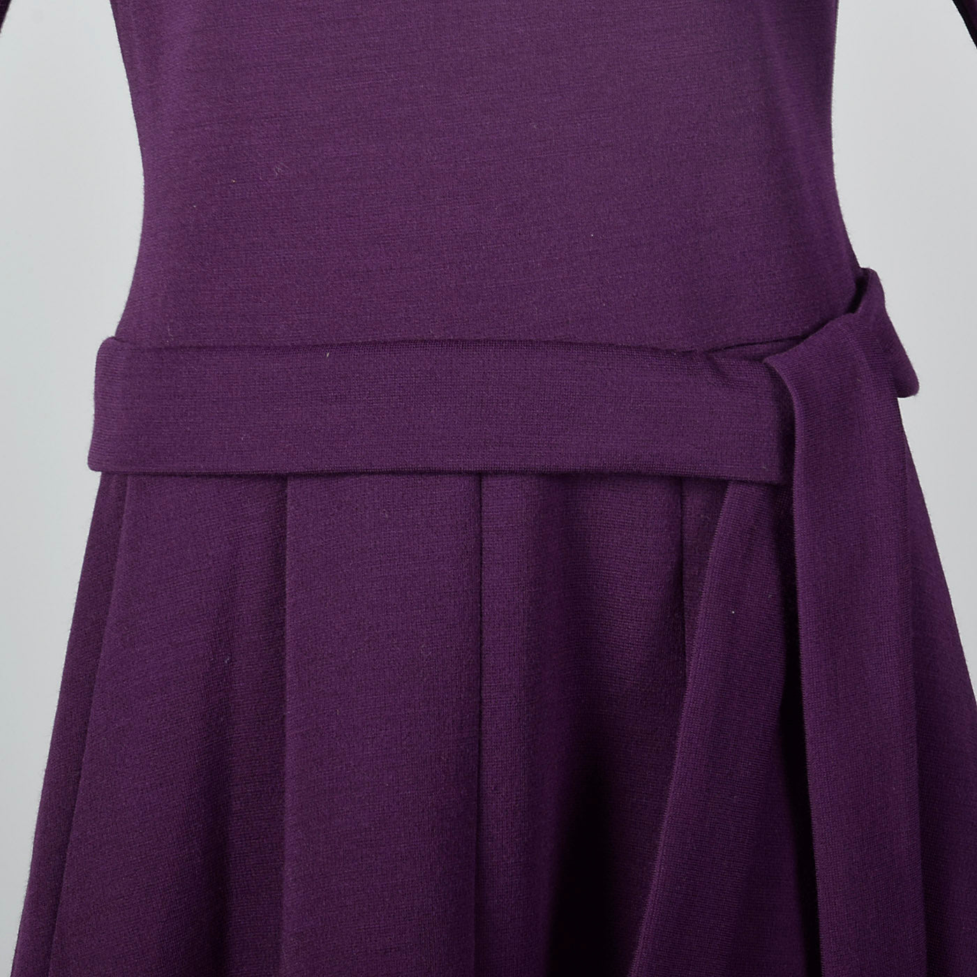 1960s Purple Knit Dress with Dropped Waist