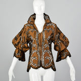 1980s Victor Costa Bronze Metallic Blouse