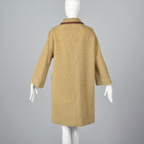 1950s Beige Tweed Coat with Brown Trim