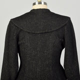 Large 1950s Coat Grey Wool Princess Fit & Flare Shawl Collar Winter Outerwear