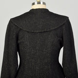 Large 1950s Coat Grey Wool Princess Fit & Flare Shawl Collar Winter Outerwear