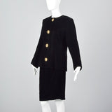 1980s Givenchy Nouvelle Boutique Black Velvet Skirt Suit
