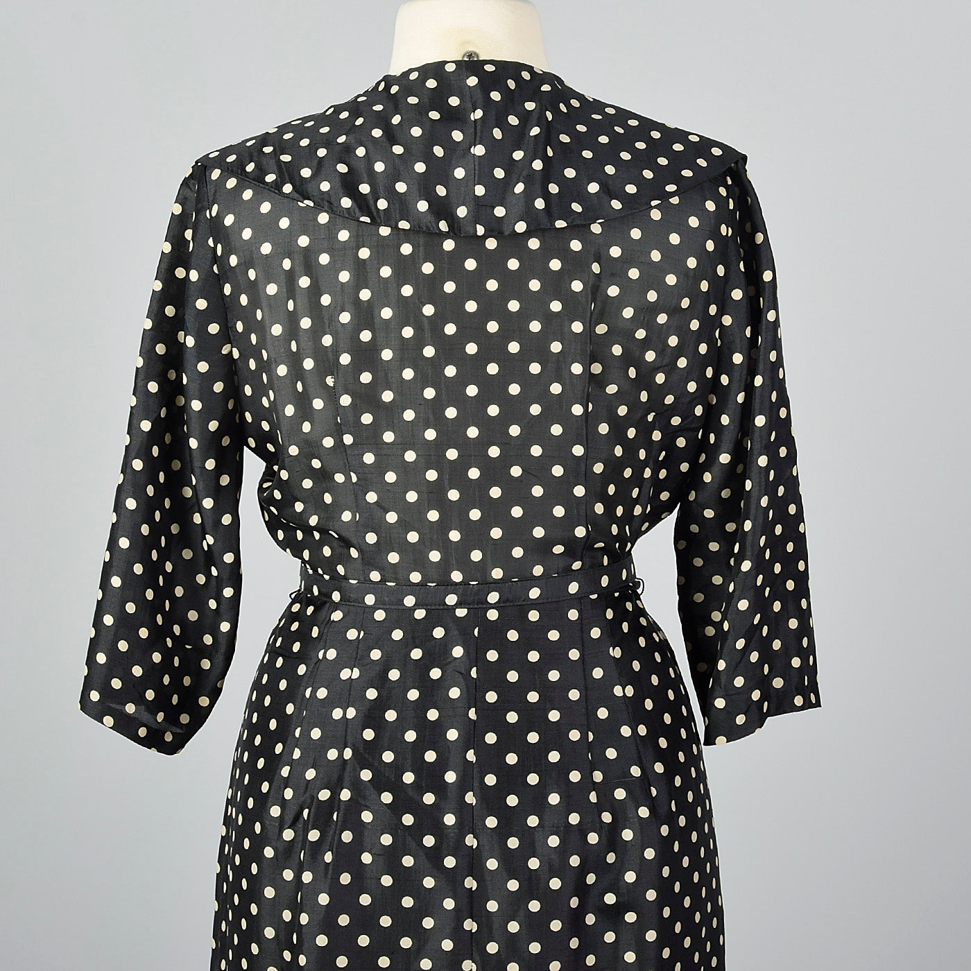 1950s Black Silk Polka Dot Dress Style & Salvage 1950s Black Silk Polka Dot Dress Style & Salvage