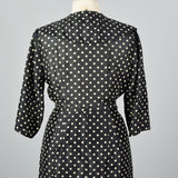 1950s Black Silk Polka Dot Dress