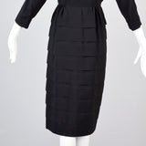1950s Little Black Cocktail Dress with Layered Design