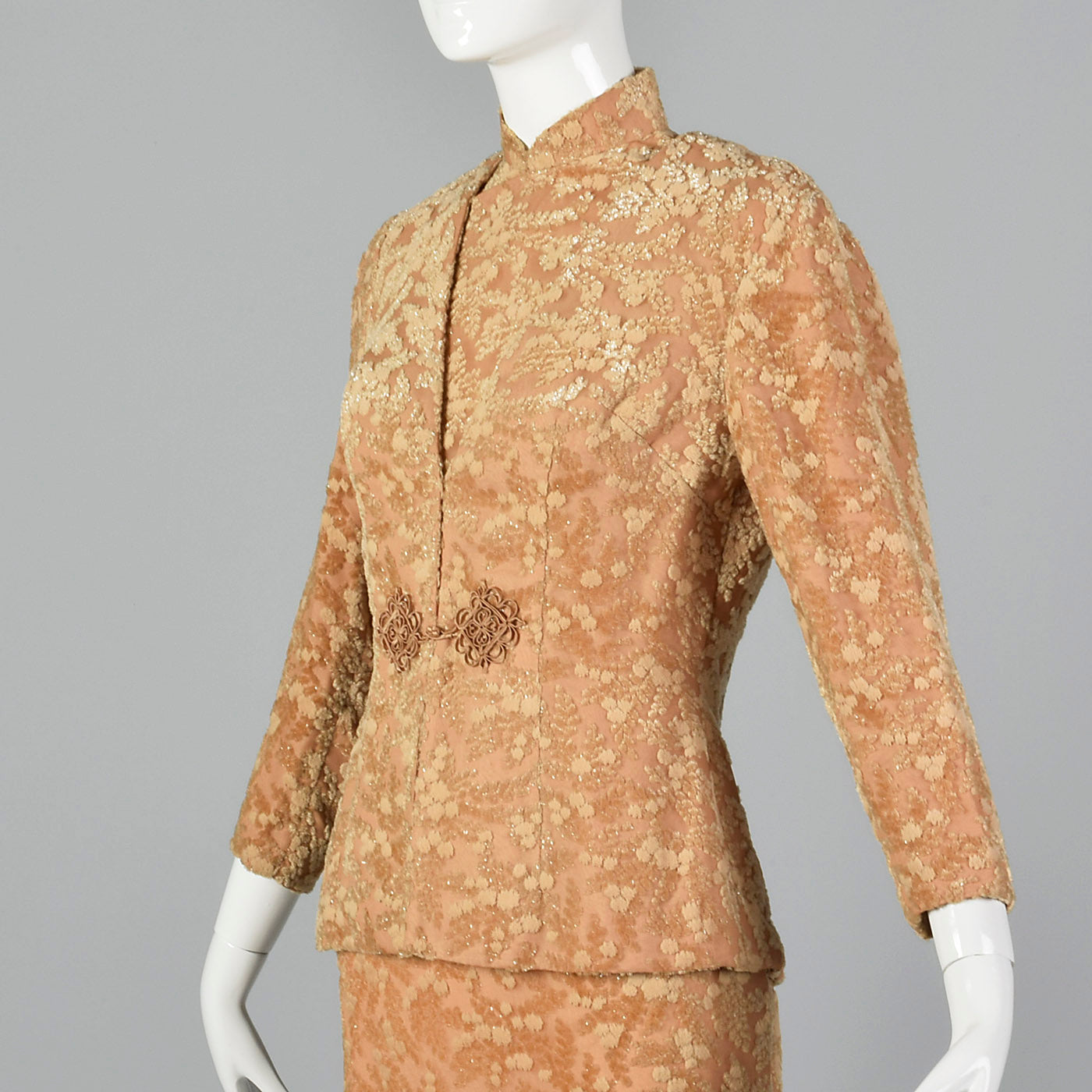 1960s Burnout Silk Velvet Dress Set