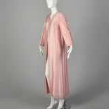 Medium 1960s Full Length Formal Pink Opera Coat with Rhinestone Trim