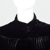 1930s Black Silk Velvet Cape with Cartridge Pleats