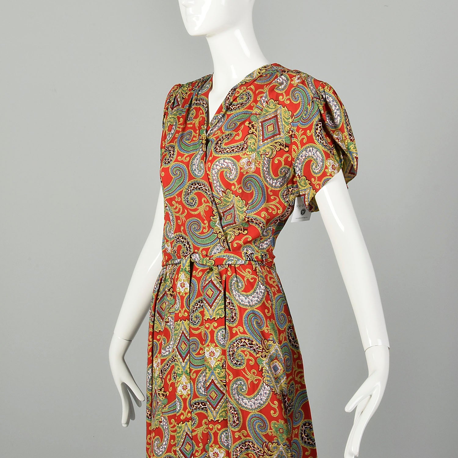 XS 1940s Dressing Gown Cold Rayon Robe Wrap Dress
