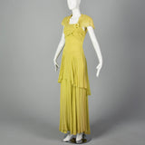 1940s Chartreuse Evening Gown