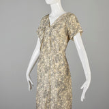 1940s Silk Dress with Velvet Faux Lace Back
