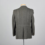 1970s Mens Herringbone Tweed Belted Norfolk Jacket