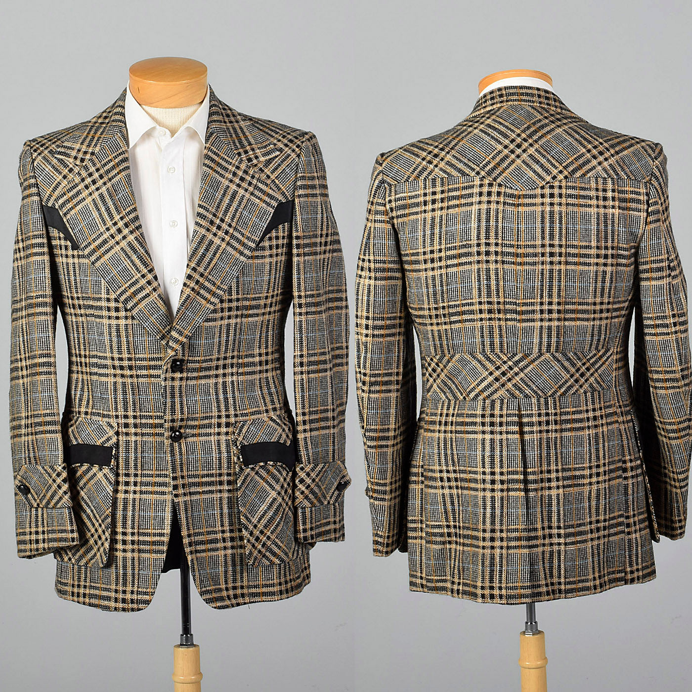 1970s Plaid Norfolk Jacket with Belted Back
