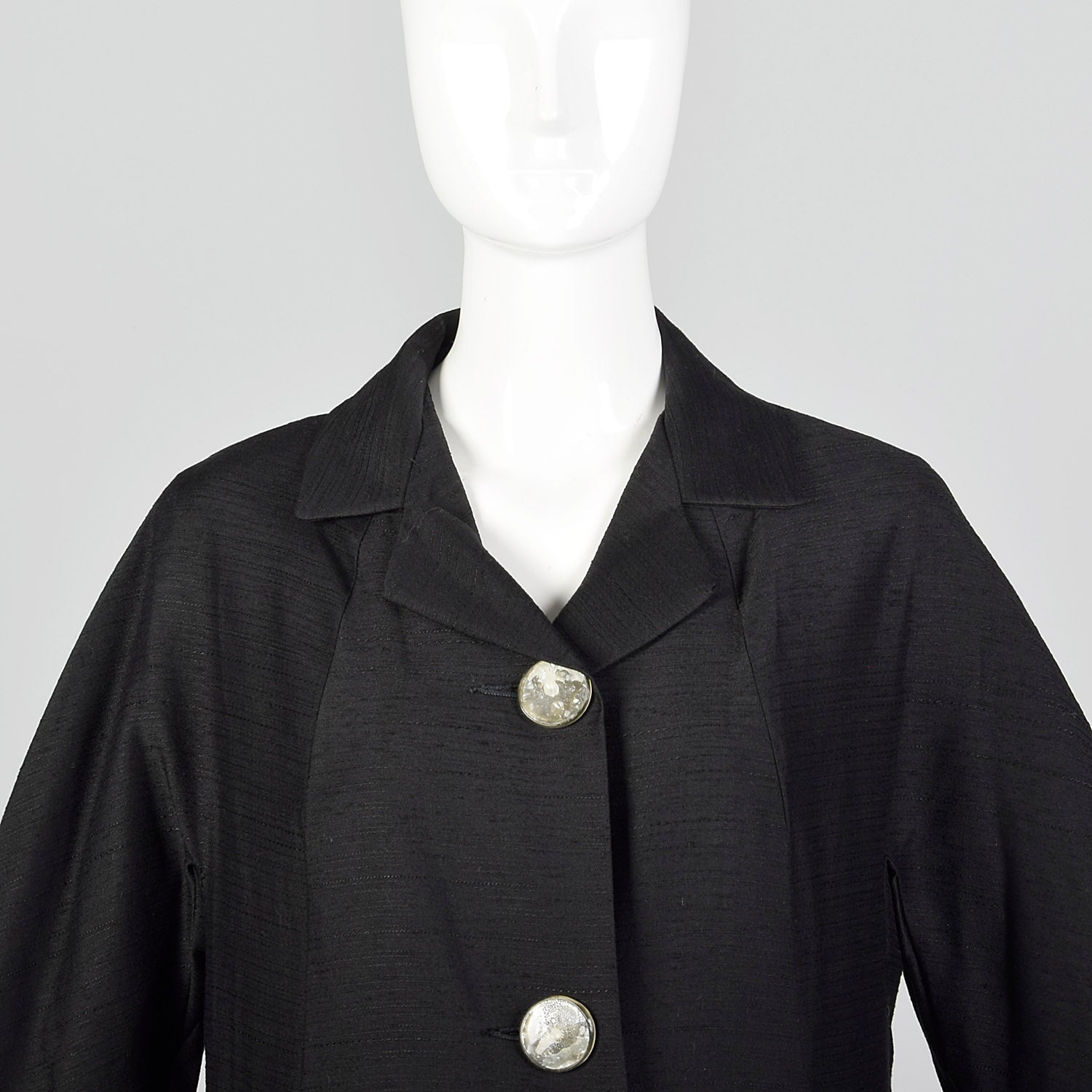 1960s Black Lightweight Jacket with Ribbon Stripe Lining