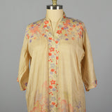 OSFM 1920s Ivory Floral Silk Robe