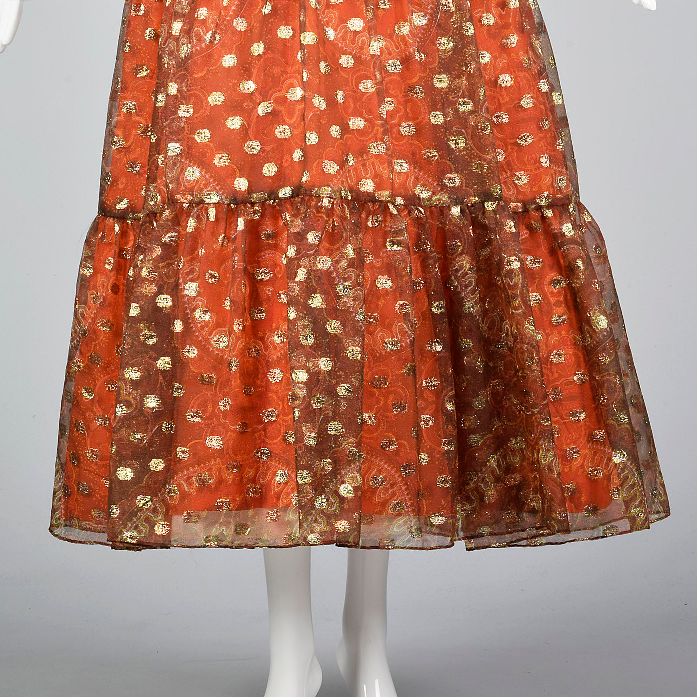 1970s Victor Costa Long Sleeve Maxi Dress
