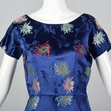 1960s Blue Brocade Dress with Matching Jacket