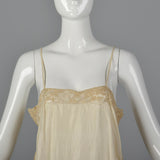 1920s Cream Silk Slip with Lace Trim