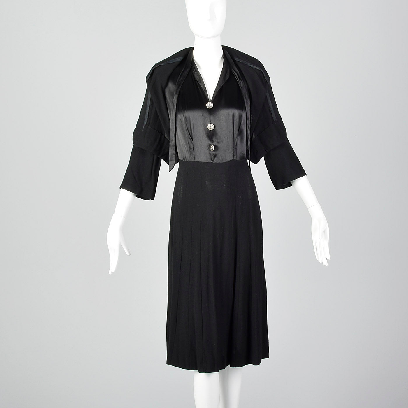 1930s Black Dress with Illusion Jacket