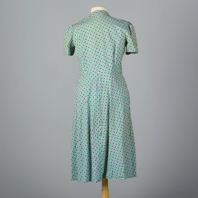 1950s Cotton Day Dress with Novelty Flower Pocket