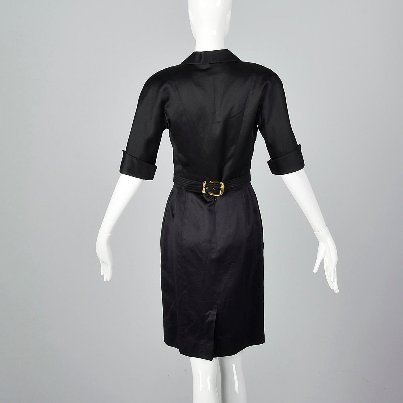 1980s Chanel Black Cotton Summer Skirt Suit with Gold Buckle Detail