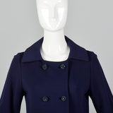 1960s Navy Wool Cardigan Coat with Belted Back