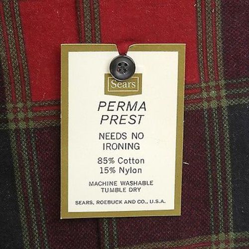 1960s Mens Deadstock Red Flannel Shadow Plaid Shirt