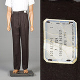 36 x 36 Mens NOS VTG Wool Pants Italy Made Dark Brown Pleated Front