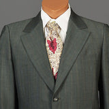 1970s Mens Two Piece Suit in Green Sharkskin