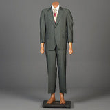 1970s Mens Two Piece Suit in Green Sharkskin