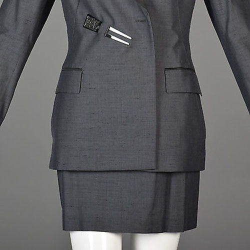 1990s Jean Paul Gaultier Classique Black Mini Skirt Suit with a Tuxedo Style Jacket