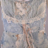 1970s Gunne Sax Long Sleeve Maxi Dress with Faux Corset Laced Bodice